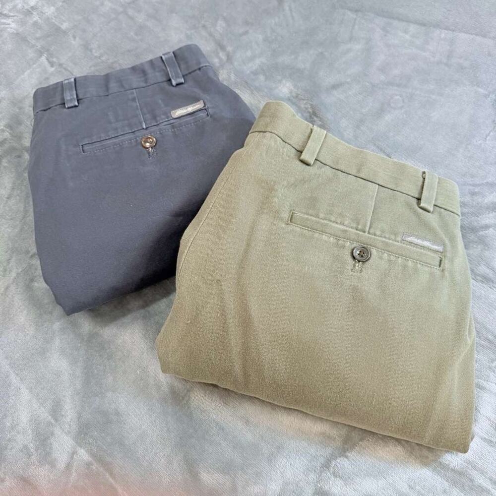 Bundle 2 Eddie Bauer Men’s Sz38 Wrinkle Free Classic Fit Pants Trousers Preppy
